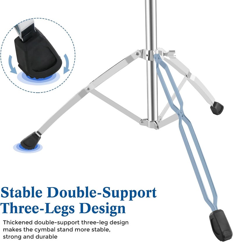 RANMING Heavy Duty Straight Cymbal Stand 28mm Pipe- Double Braced with Memory Lock & Quick Release - Portable Drum Hardware for Gigging, 35-57 inch quick height adjustment for Adult Beginner - Image 5